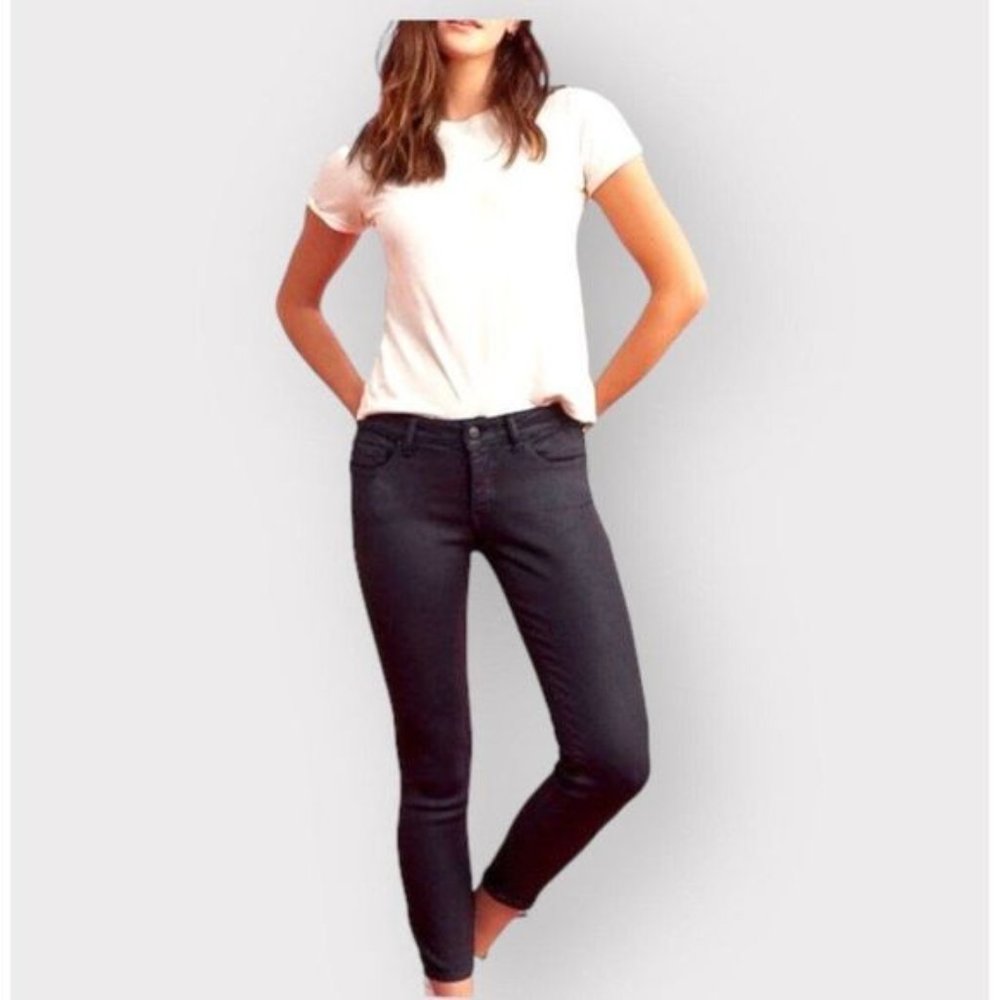 $98 Warp + Weft JFK Skinny Jeans Dark Navy Coated Stretch Denim Size 2 26x28 NWT